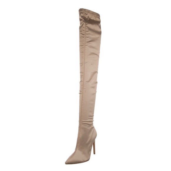Revolve Boots Women’s 7 Raye Over the Knee OTK Sock Boot Champagne - Picture 1 of 9